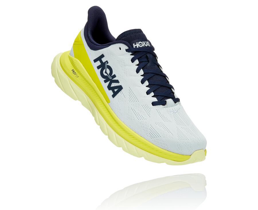 Running Shoes Mens - Hoka One One Mach 4 - White - XSCFWMJ-21